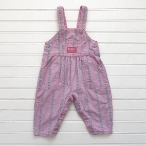 VINTAGE OSHKOSH VGUCMade in USA Embroidered Floral Gingham Overalls